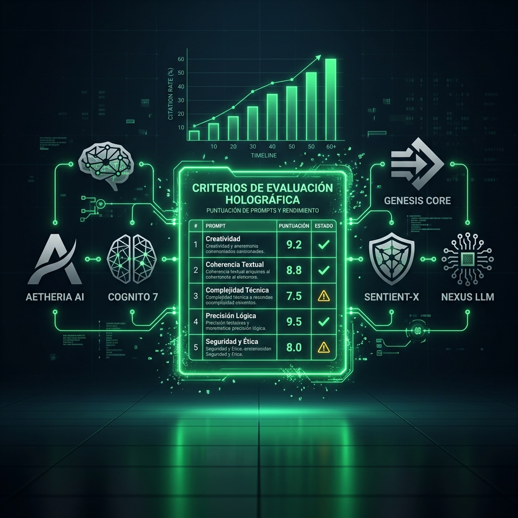 Rúbrica holográfica conectada a motores de IA para medir AEO